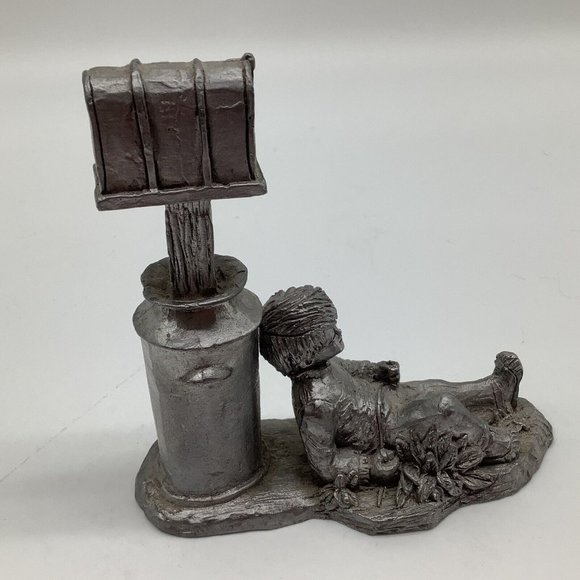 Michael Ritter Vintage Pewter Boy at Mailbox - Picture 9 of 12